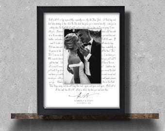 First Dance Song with photo, Wedding Gift Song Lyrics, First Dance Song Lyrics Wall Art 1st Anniversary Gift, One Year Anniversary Gift