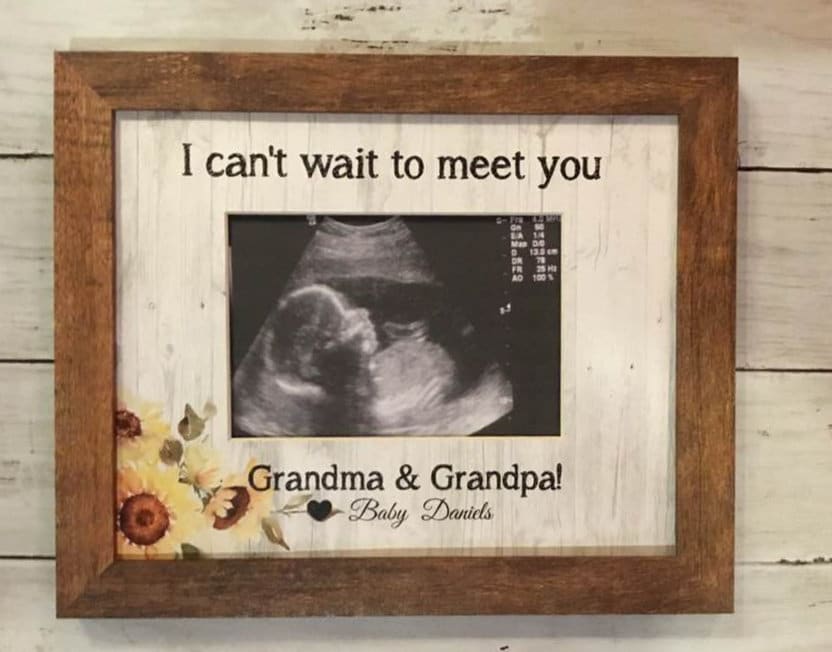Anuncio de embarazo para abuelos, abuelos, ideas de anuncio de bebé, caja  de imágenes de sonograma, caja de recuerdos de madera, regalo para abuelos