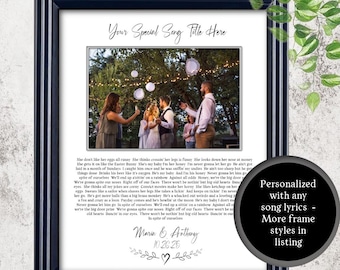 First Dance Song with photo, Wedding Gift Song Lyrics, First Dance Song Lyrics Wall Art 1st Anniversary Gift, One Year Anniversary Gift