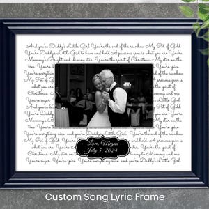 Custom Framed Song Lyrics & Photo Print, First Anniversary Gift, Wedding Gift, Gift for Her, Engagement Gift, Father of the Bride Gift