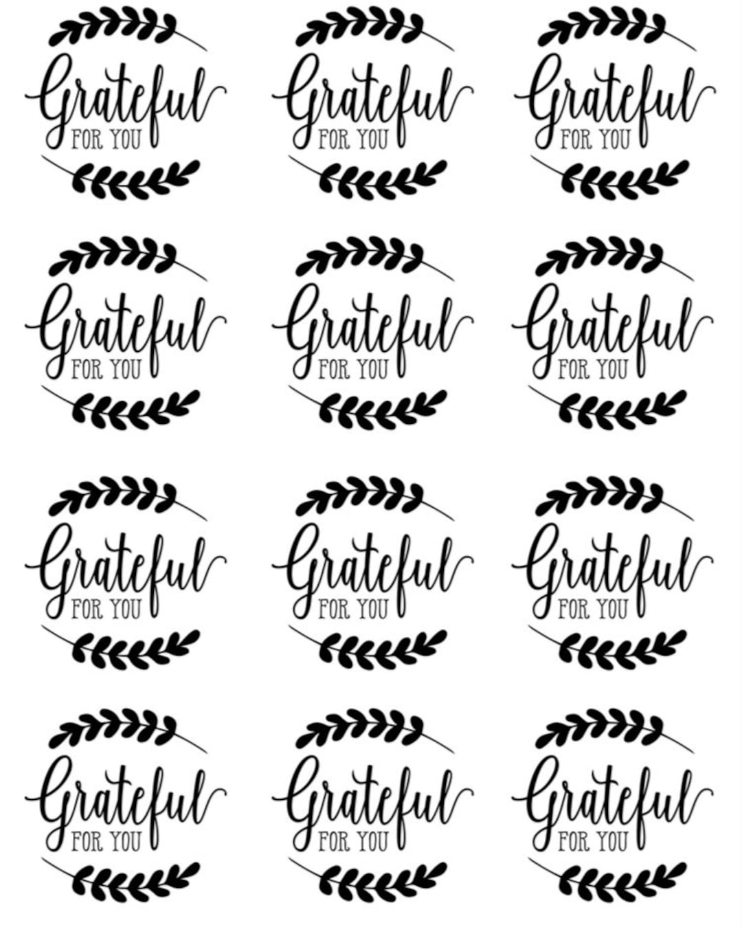 Grateful for You Printable Tags - Etsy