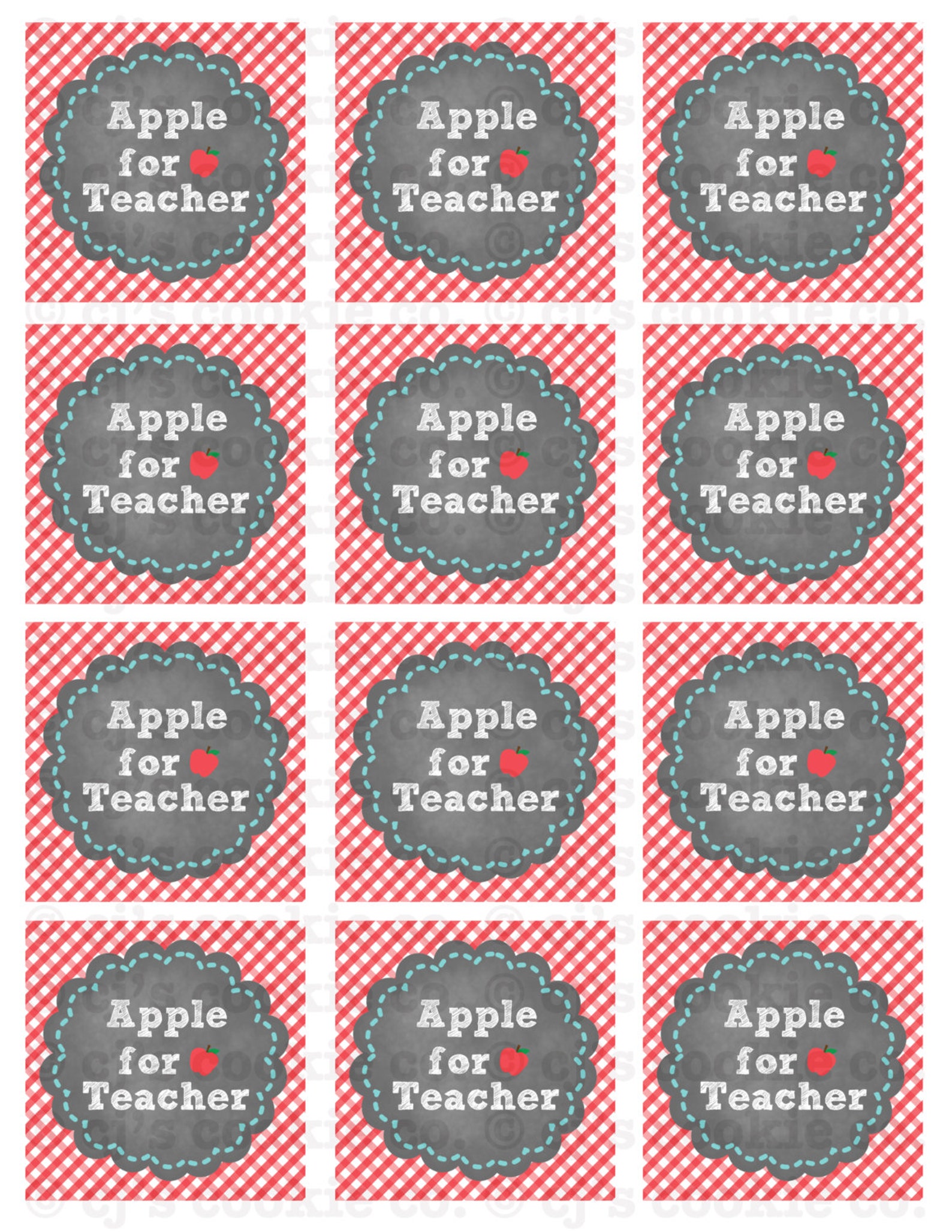 Apples for Teacher Printable Tags | Etsy