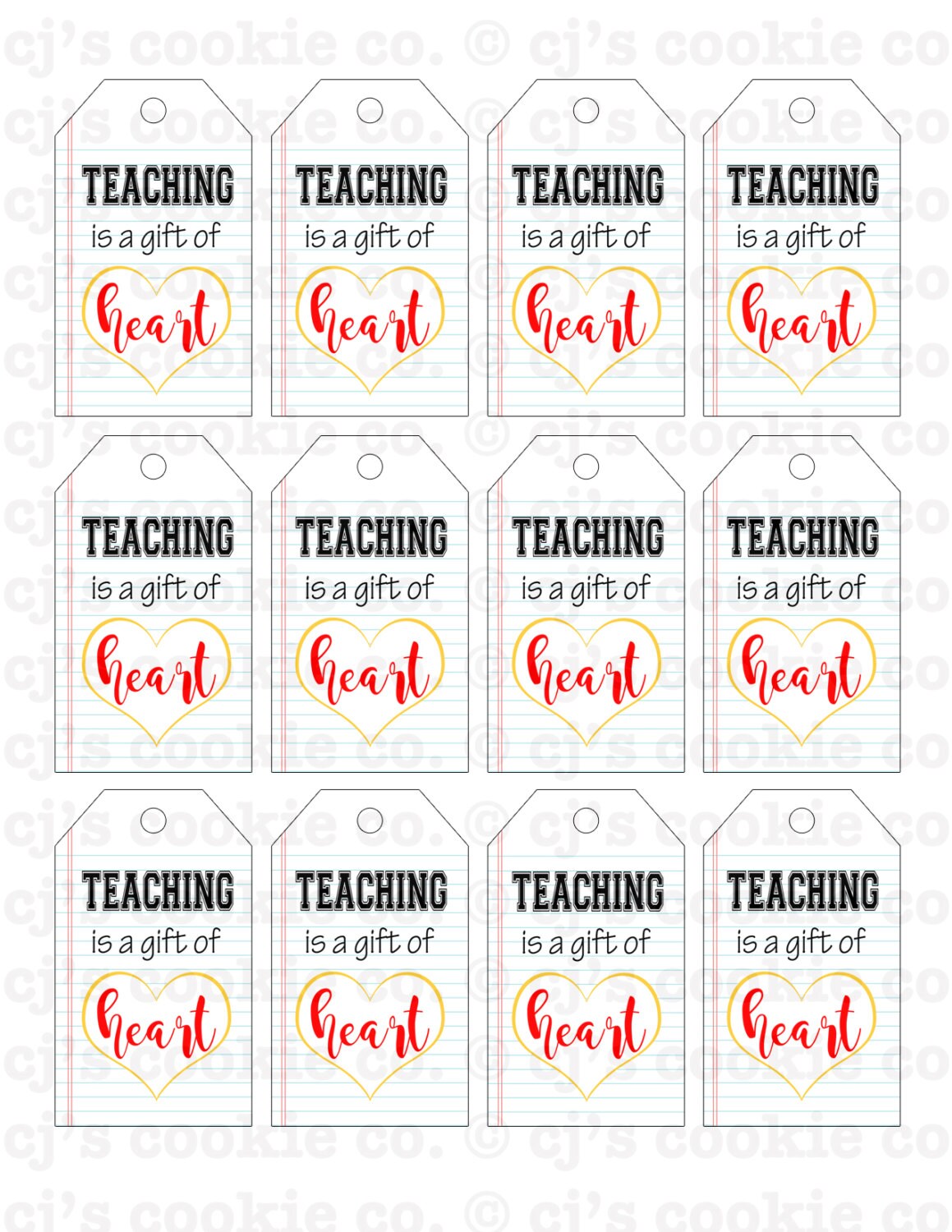 Teaching is a Gift of Heart Tags - Etsy