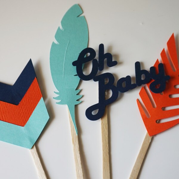 Tribal cupcake topper/ tribal baby shower/ tribal birthday (12 COUNT)