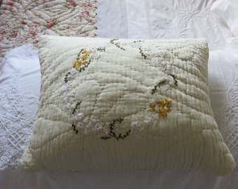 Antique quilt pillow | Etsy Homespun Boudoir Throw Pillow with