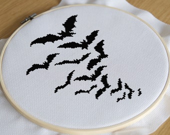 Halloween Gothic Bats Cross Stitch Pattern Digital PDF Download Alternative