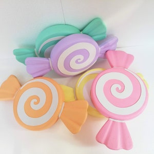 Set of Five giant 16" candy themed decor, Swirl candy birthday props, Candy land party decoration