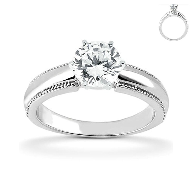 Ari Milgrain Solitaire Engagement Ring Setting in Platinum ...