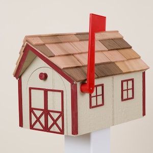 Amish Barns  Style Mailbox (Red Trim Series)