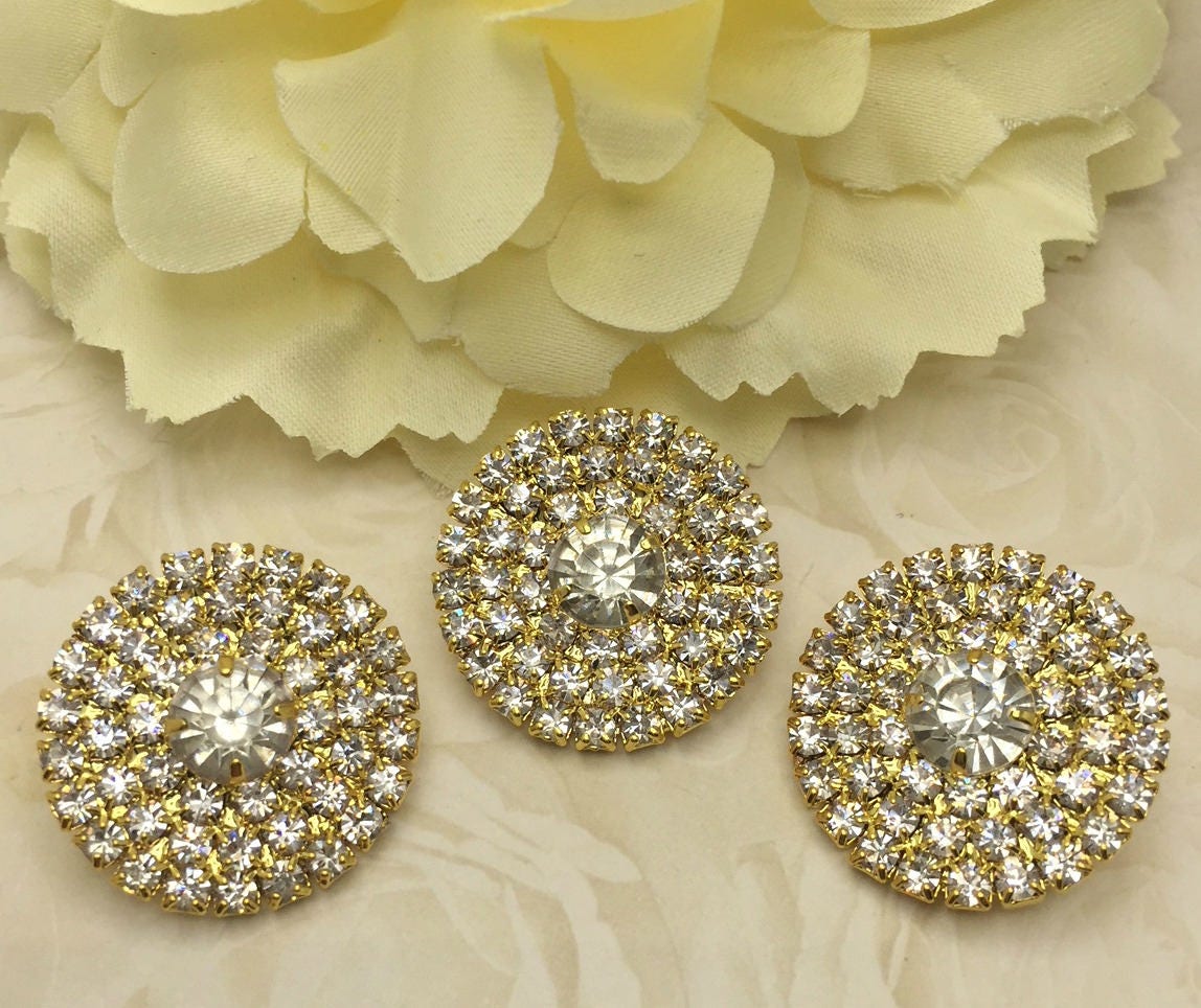 Elegant Gold Rhinestone Buttons Embellishments For DIY Bling Etsy