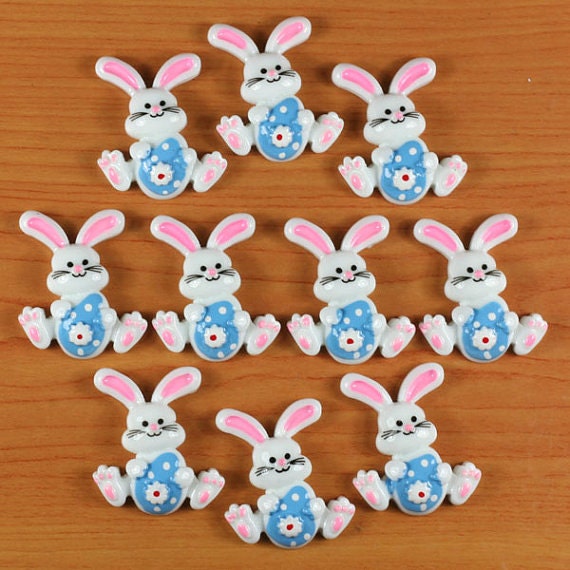10pcs Love Bunny White Pink Resin Flatbacks Cabochons Crafts Hair Bow Center