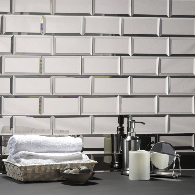 L And Stick Silver Mirror Glass Backsplash Subway Tile 3x6 Home Design 12 Square Feet Per Box