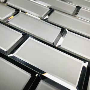 Matte Mirror Silver 3&quot; x 6&quot; Beveled Subway Decorative Glass Wall Tile