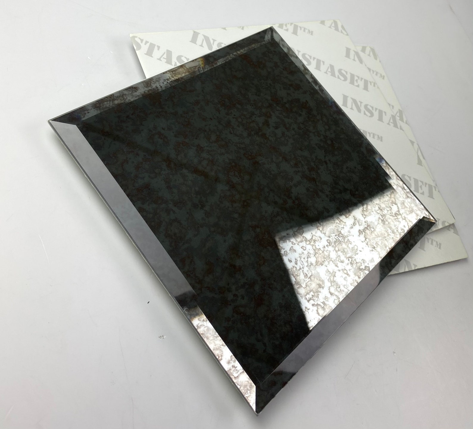 Reflections Peel & Stick 8x8 Glass Mirror Beveled Square Tile in