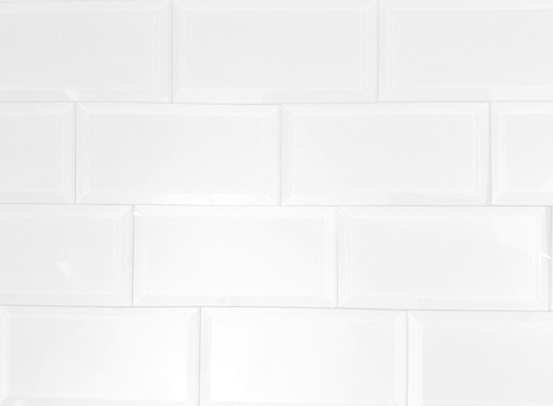 Peel and Stick White 3 in. x 6 in. Glossy Beveled Glass Subway Wall Tile , 10.5 Sq. ft. per box 84 pcs per box image 2