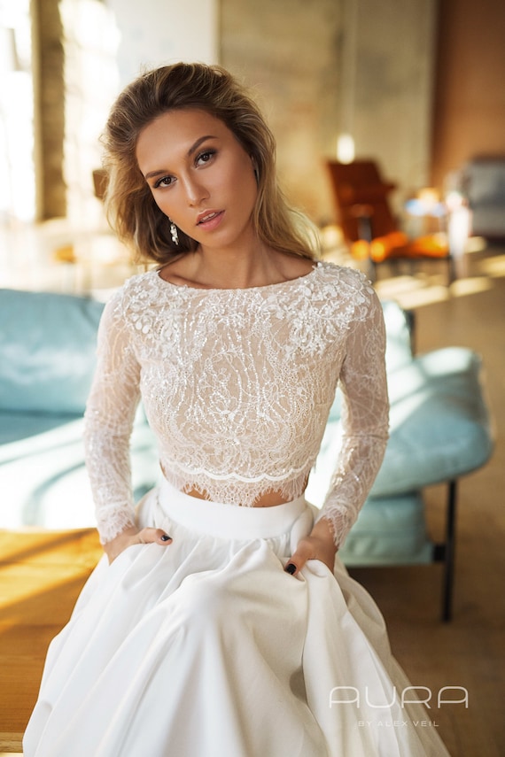satin top wedding dress
