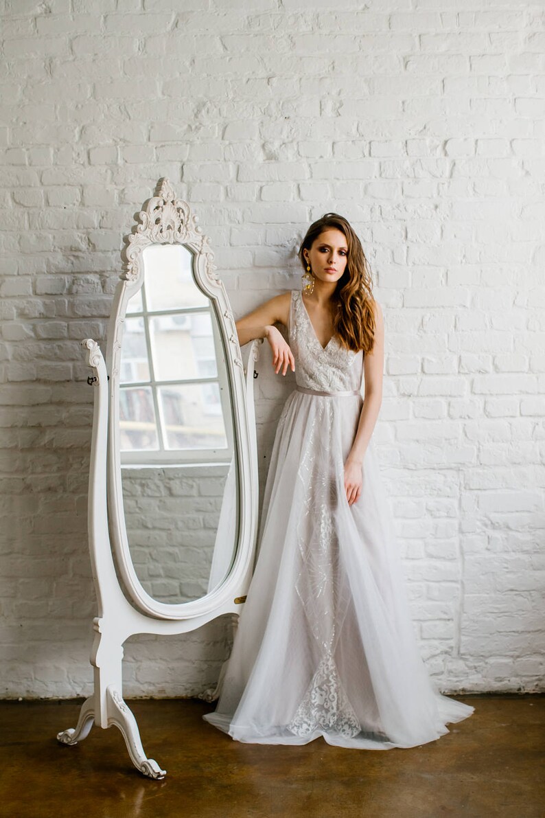 Wedding Dress Dominik Exquisite Glittering Pale Etsy