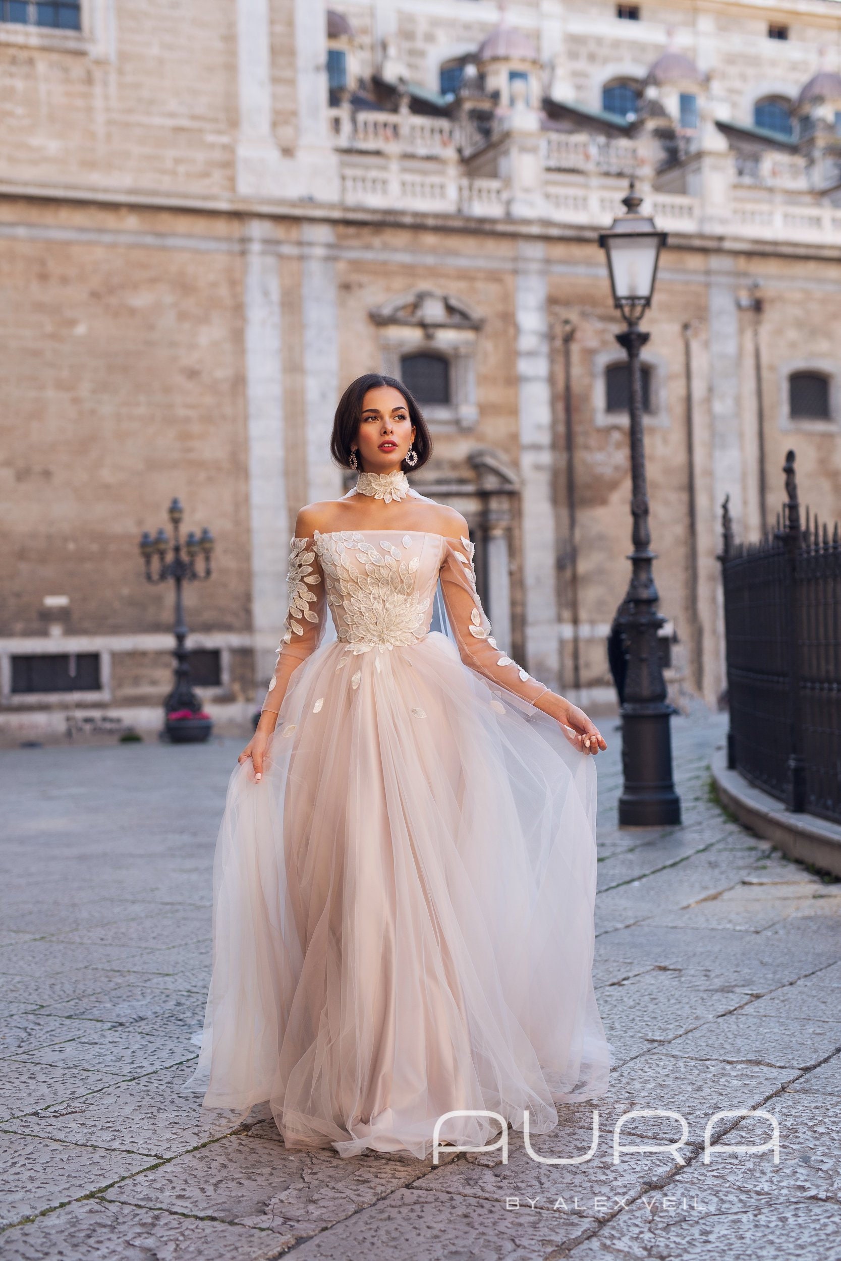 Hochzeitskleid Scarlett Wunderschones Blassrosenes Etsy