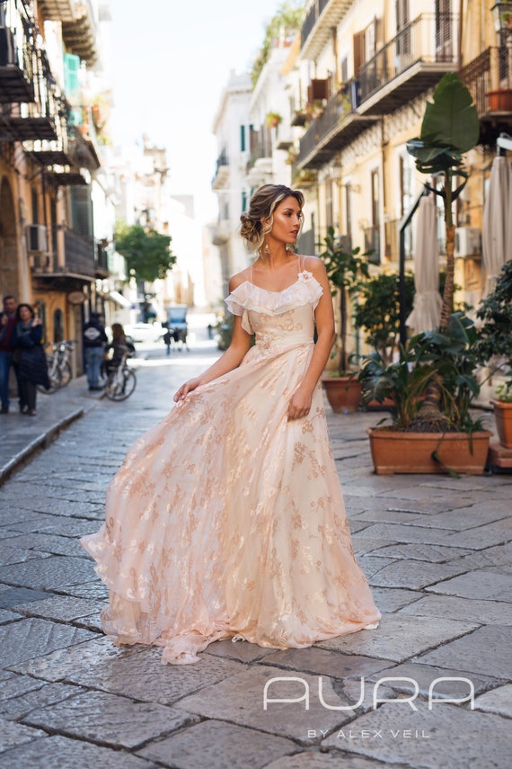 blush wedding dress