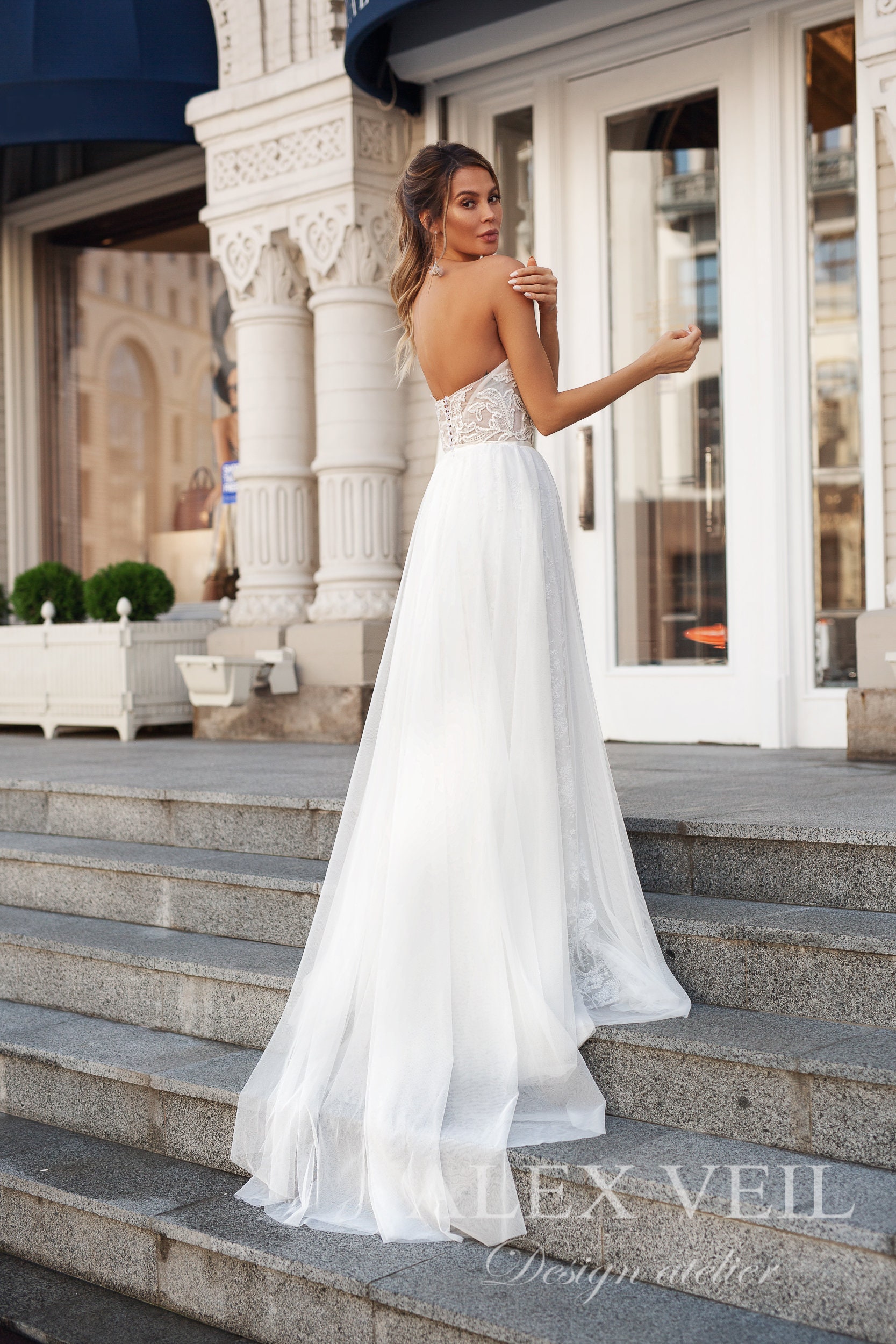 Wedding Dress 'AGNIA' / Romantic A-line Lace Wedding | Etsy