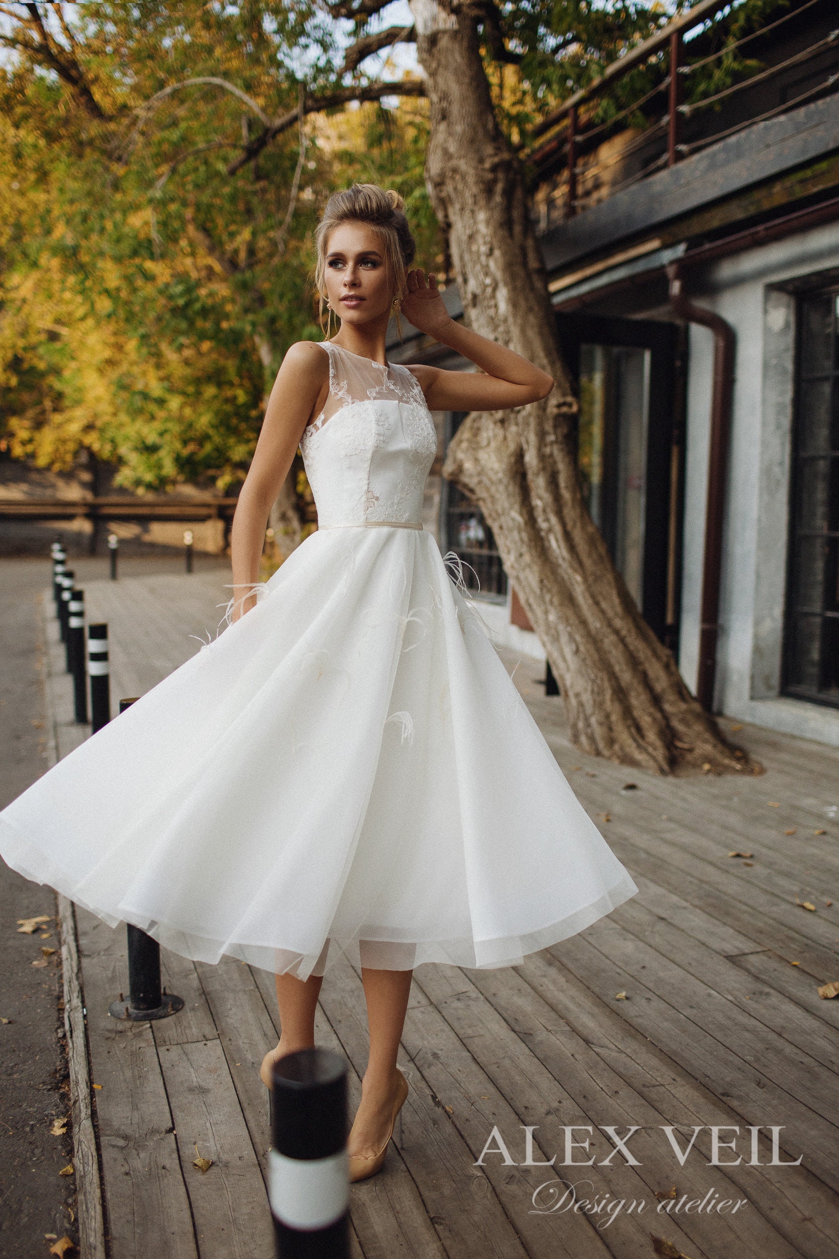 Wedding Dress 'STEFANI' // Short Wedding Dress Tea Etsy