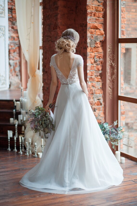 Hochzeitskleid Lora A Linie Brautkleid Entbeint Offene Etsy