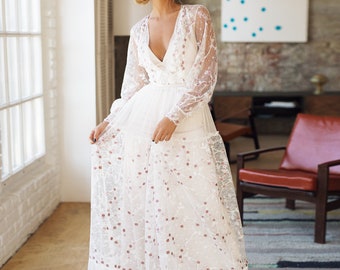 Wedding dress 'NATHALIE' // Unique rustic wedding dress, boho wedding dress, special bridal gown