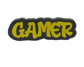 Gamer Wood Word Sign | Free Standing Graffiti Style