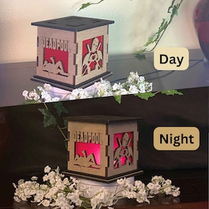 Deadpool Light Up Box | 5in Cubed Shelf Home Décor | Superhero Night Light