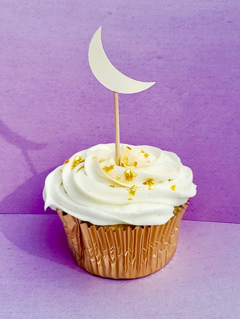 Moon Cupcake Topper Twinkle Little Star Baby Shower Etsy