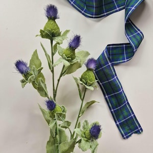 Blue Thistle Artificial Flower: Scottish Wedding Cake Corsage