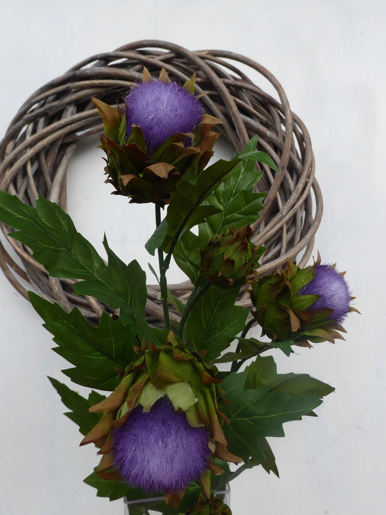 Scottish thistle purple artificial faux silk flower with 2 Etsy