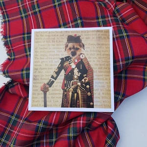 Carte pour chien border terrier avec cornemuse et cornemuse pour les amoureux des animaux, carte cadeau cornemuse des Highlands personnalisable à l'intérieur