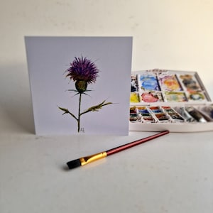 Carte de chardon pourpre personnalisée pour toutes les occasions, impression d'aquarelle pour un anniversaire de remerciement ou un cadeau d'amitié durable