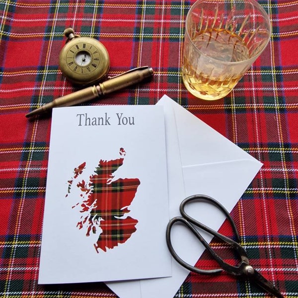Thank you card Scottish gift for any occasion tartan map card personalised event card birthday anniversary wedding retirement card