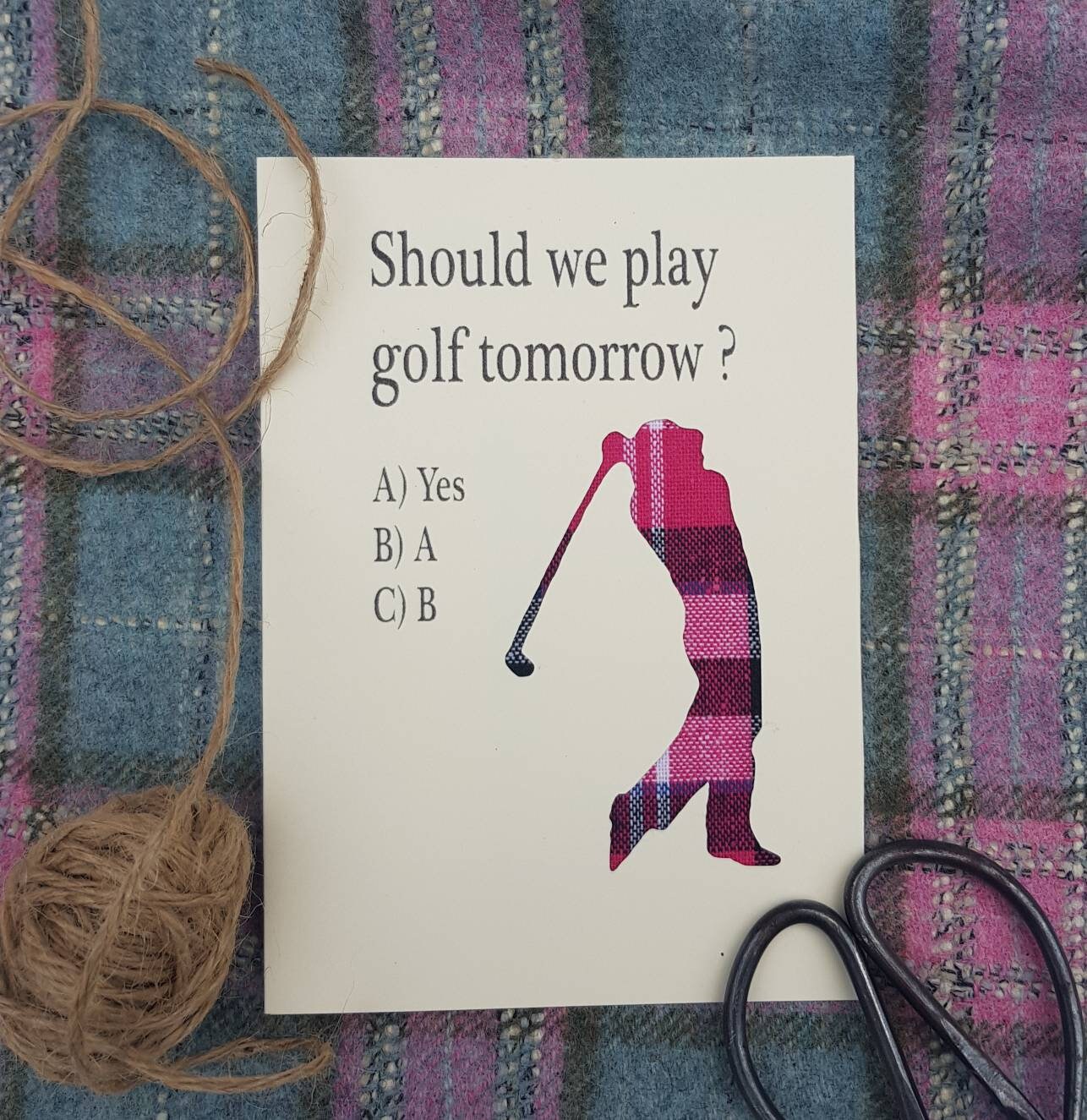 Hilarious golf gift card hand made with a quality tartan Etsy