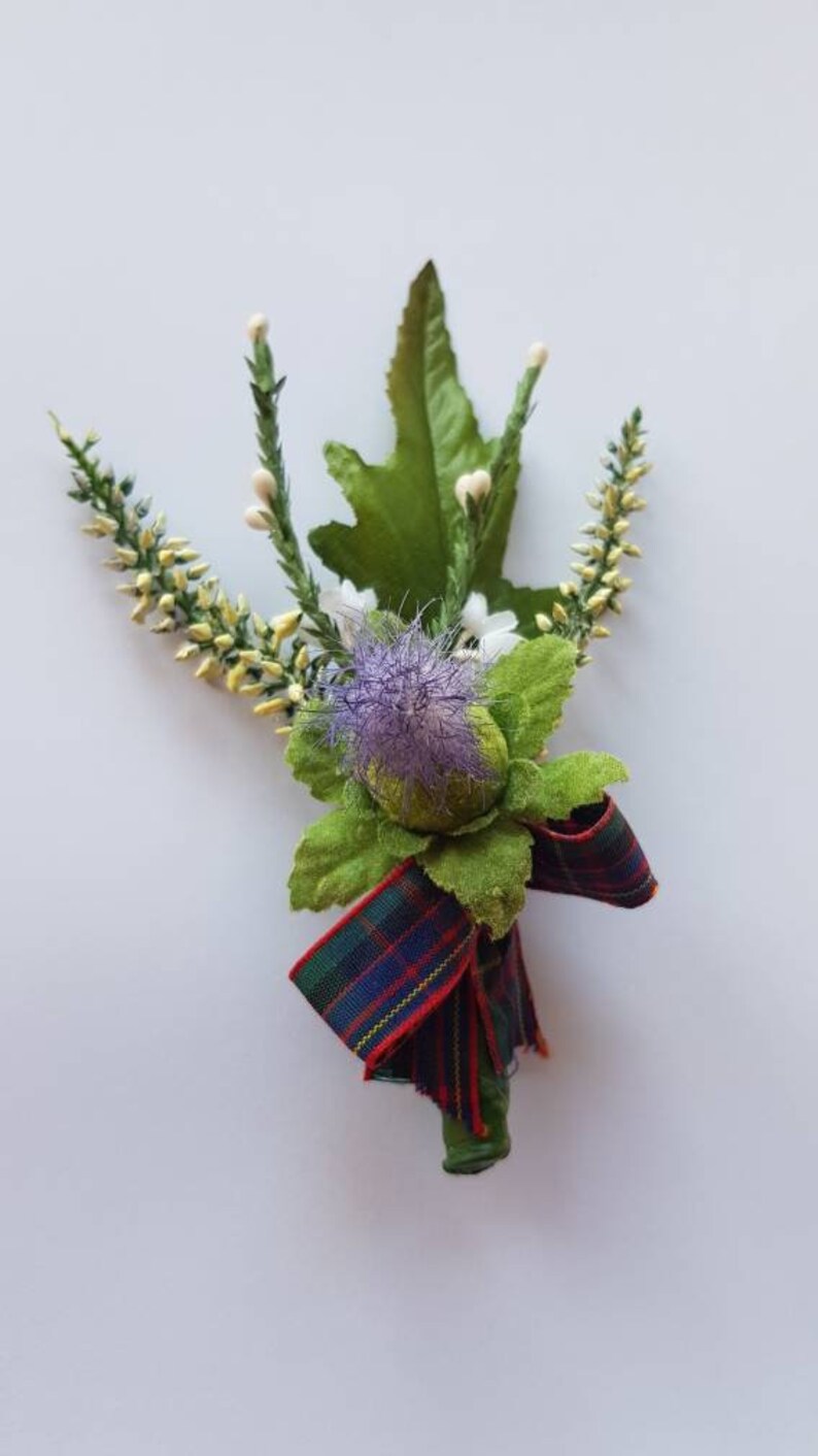 Scottish thistle corsage buttonhole available in various Etsy