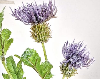 Lavender Thistle Artificial Flower Purple Flocked for Scottish Cake or Wedding Bouquet