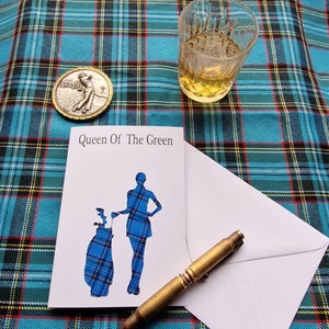 Funny golf card for lady golfer any occasion blank inside personalised Queen of the Green friendship golf birthday unusual card