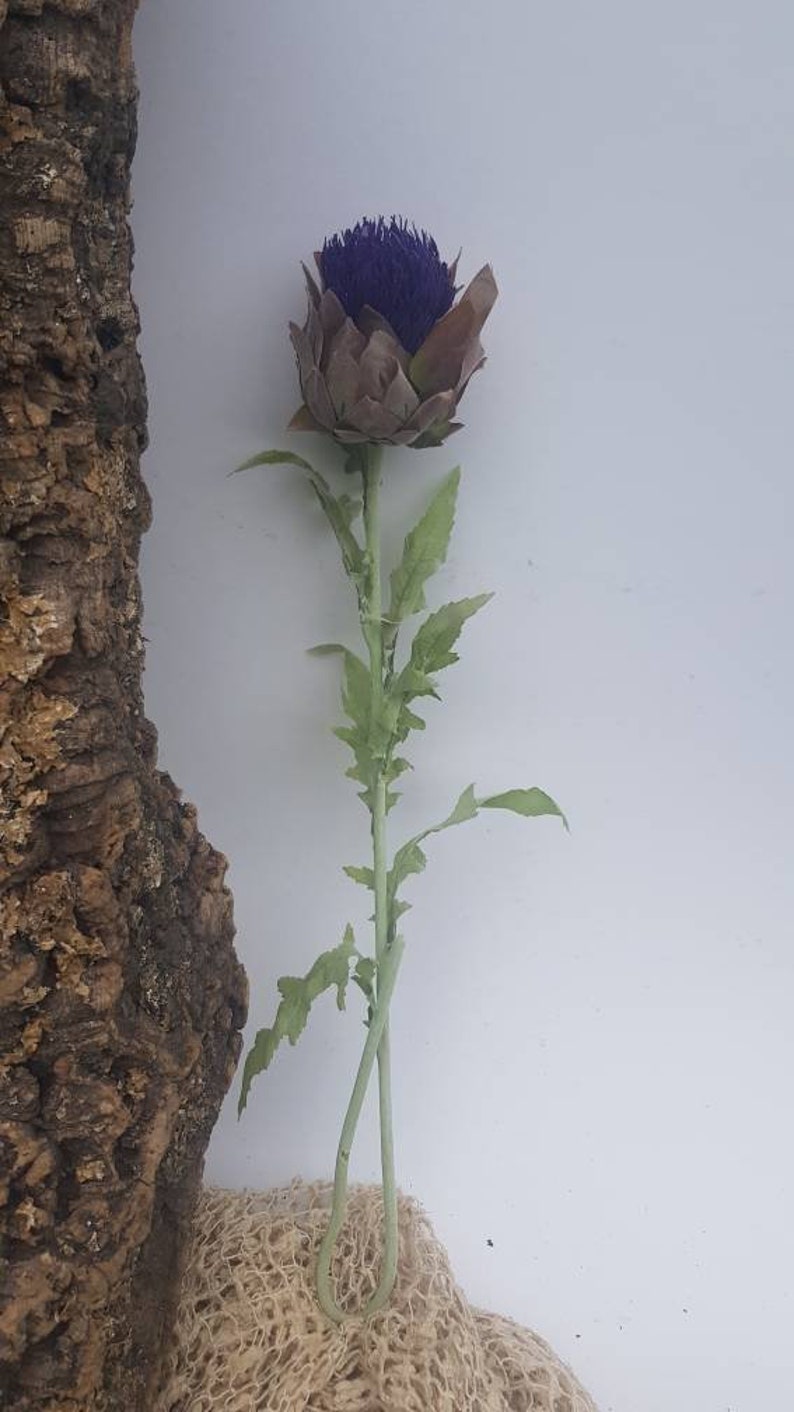 Purple faux silk thistle flower artificial everlasting with 1 Etsy