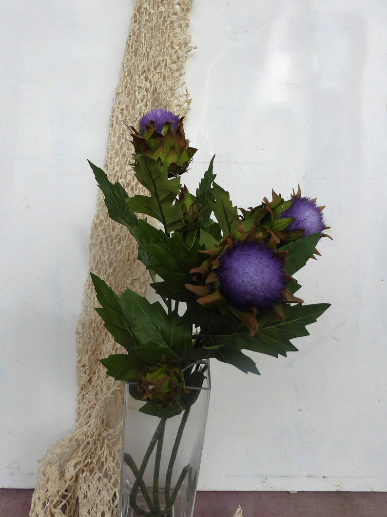 Scottish thistle purple artificial faux silk flower with 2 Etsy