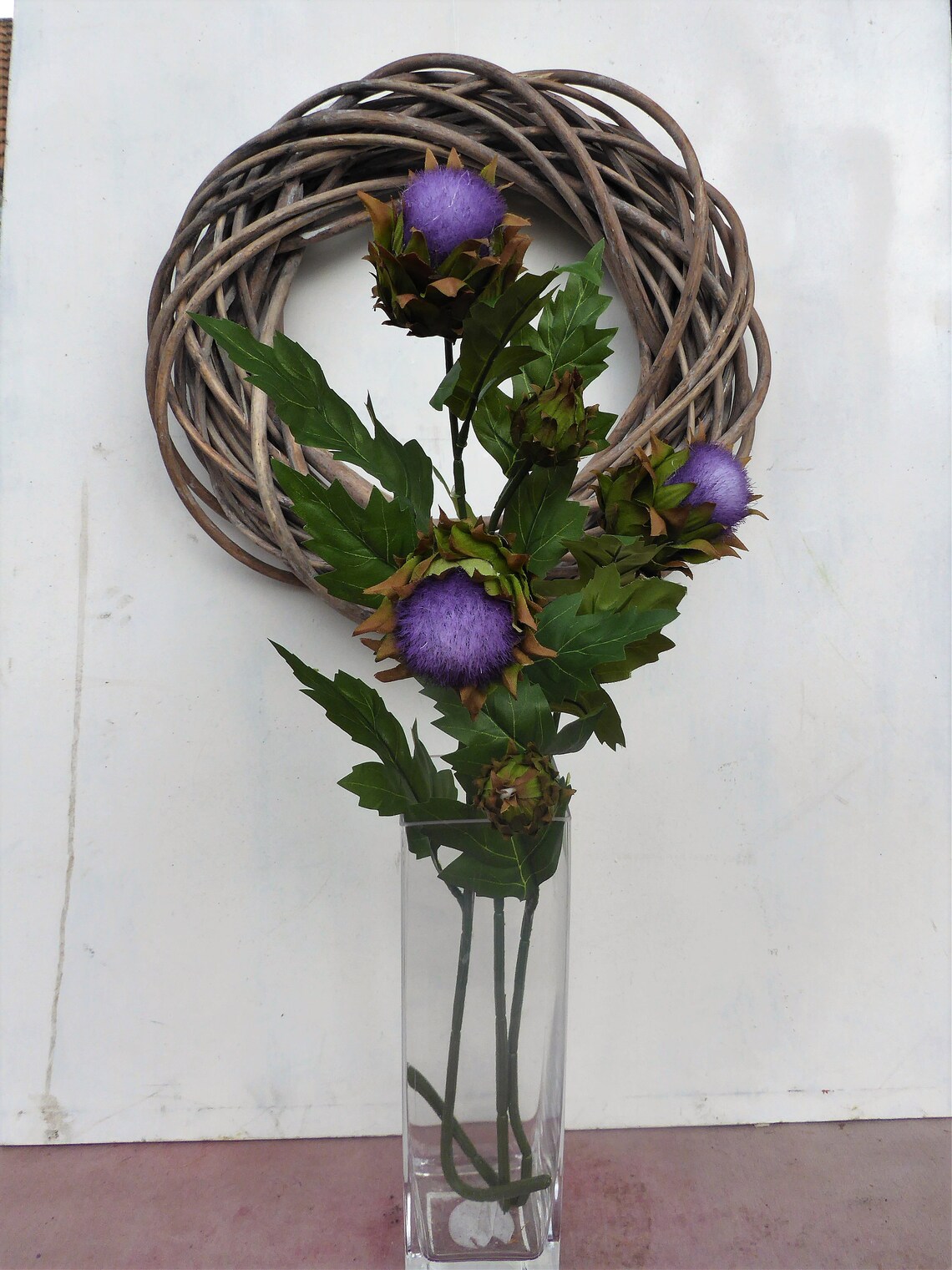 Scottish thistle purple artificial faux silk flower with 2 Etsy
