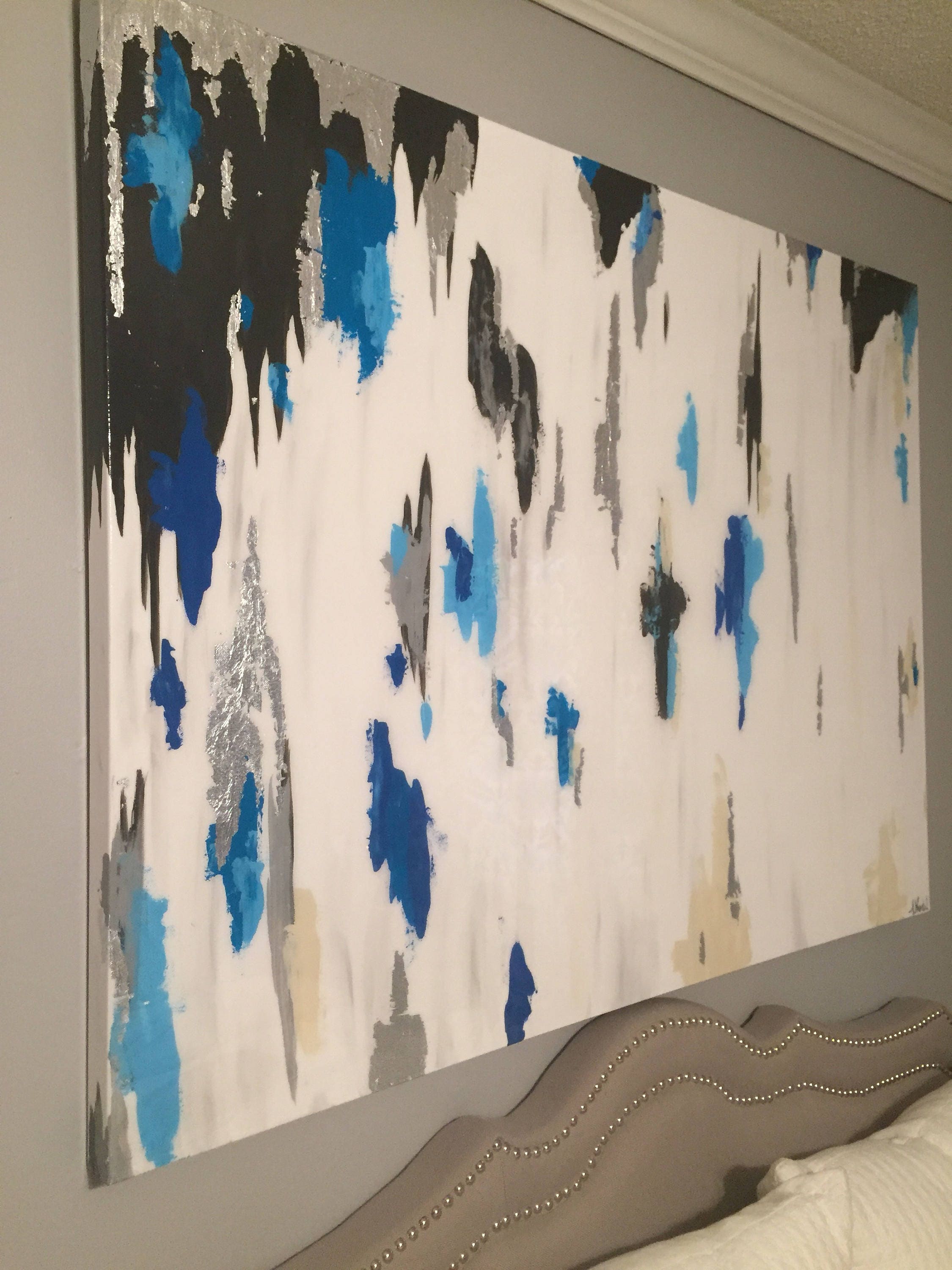SOLD Original abstract acrylic painting with grays blues Etsy