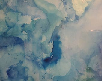 SOLD! Alcohol ink painting with blues and resin coating