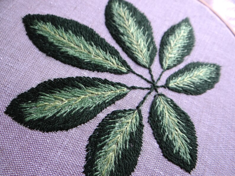 Botanical Embroidery Hoop Green Leaves Embroidered Hoop Etsy