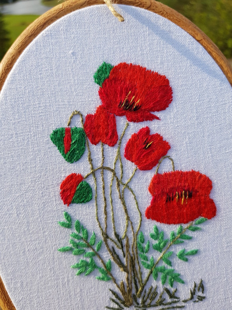 Two Poppy Flowers Embroidery