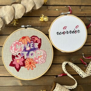 Warrior not worrier inspirational embroidery hoop, Self love wall art, Minimalist wall hanging, Motivational quote, Housewarming gift image 5