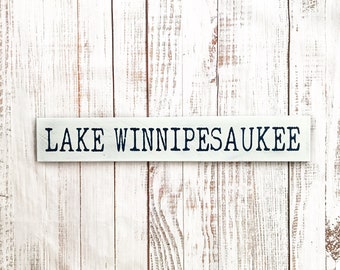 Winnipesaukee-Lakes Region NH-New Hampshire-Laconia-Weir's Beach-lake Winnipeaukee-NH sign-wood sign-lake decor-cottage decor-Meredith NH