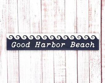 Letrero de madera de Good Harbor Beach, Gloucester, MA, decoración de casas de playa