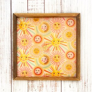 Sun & Moon Tray | Celestial Decor Tray | Boho Serving Tray | Sun Face Decor | Handmade Wooden Tray | Whimsical Home Decor | Optional Handles